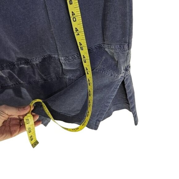 VINTAGE Dressing Clio Chambray Cotton Sleeveless Blue 90's Retro Maxi Dress M - Picture 9 of 10